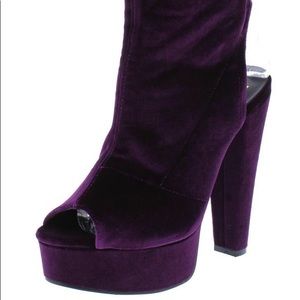 Mona Mauve Velvet Cut Out Peep Toe Platform Boot